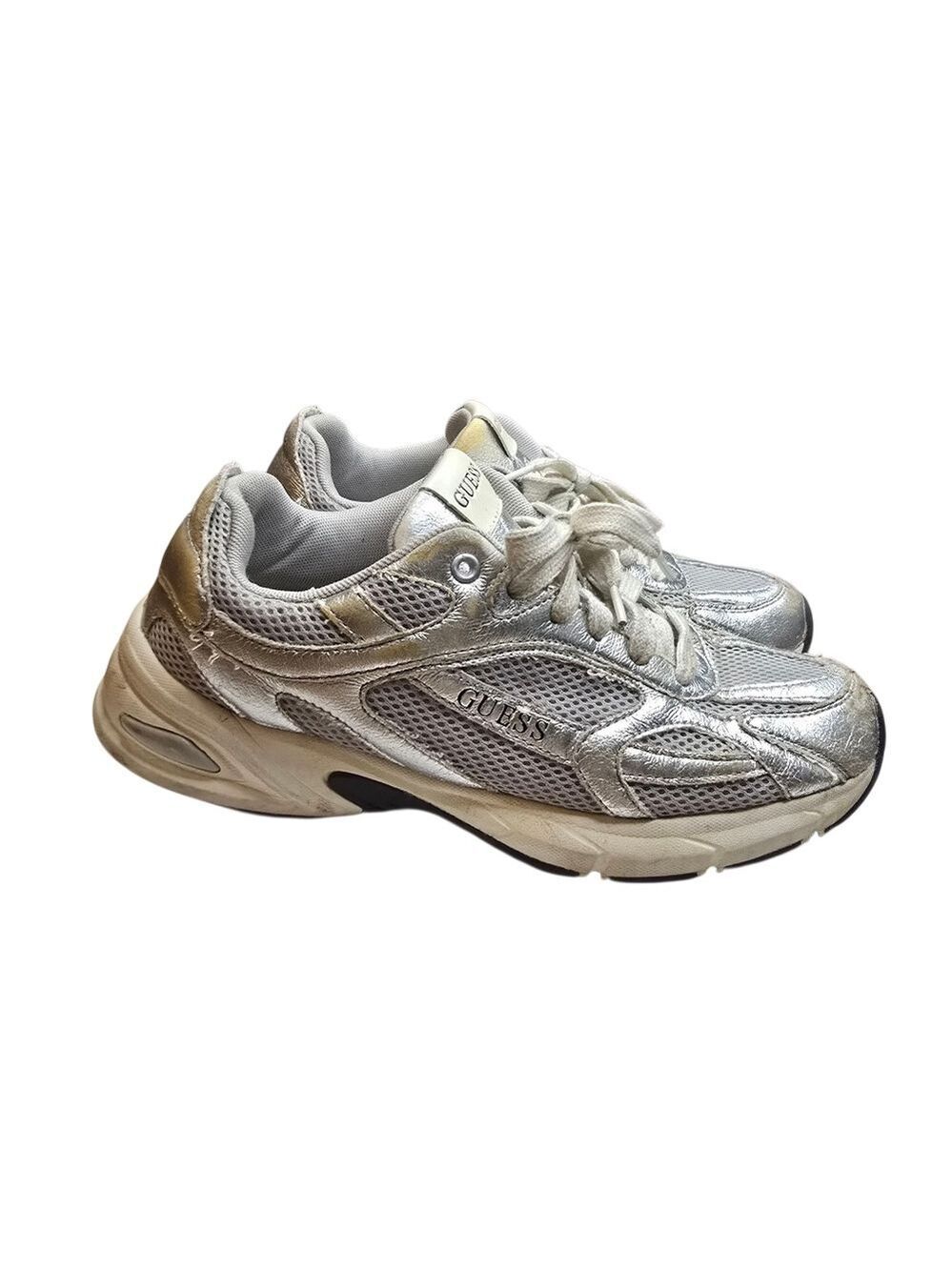 Guess Gray Silver Metallic Sneakers Women's Size 10